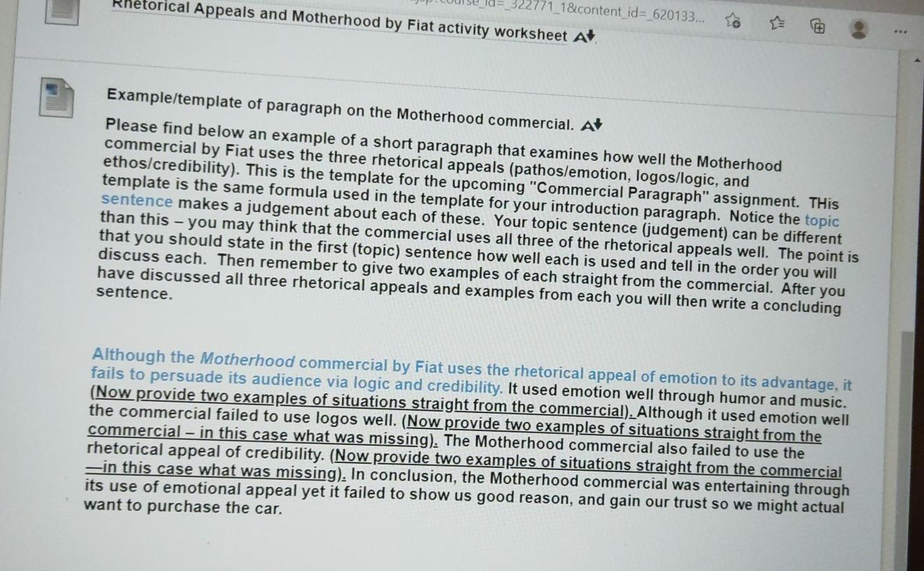 commercial paragraph for motherhood by fiat