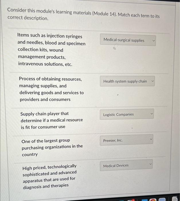Consider this module's learning materials (Module