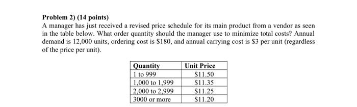 post answers w work please Problem 2) (14 points)