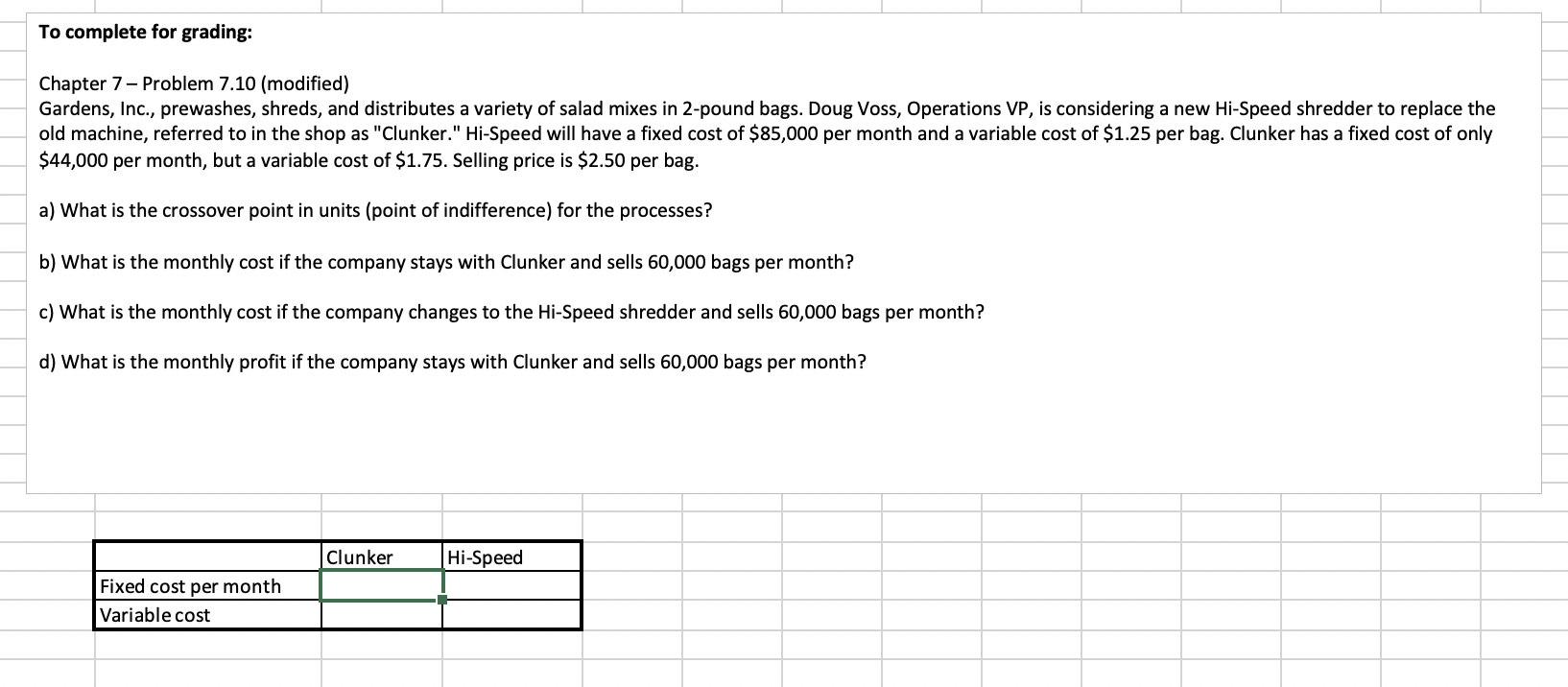 To complete for grading: Chapter 7 - Problem 7.10