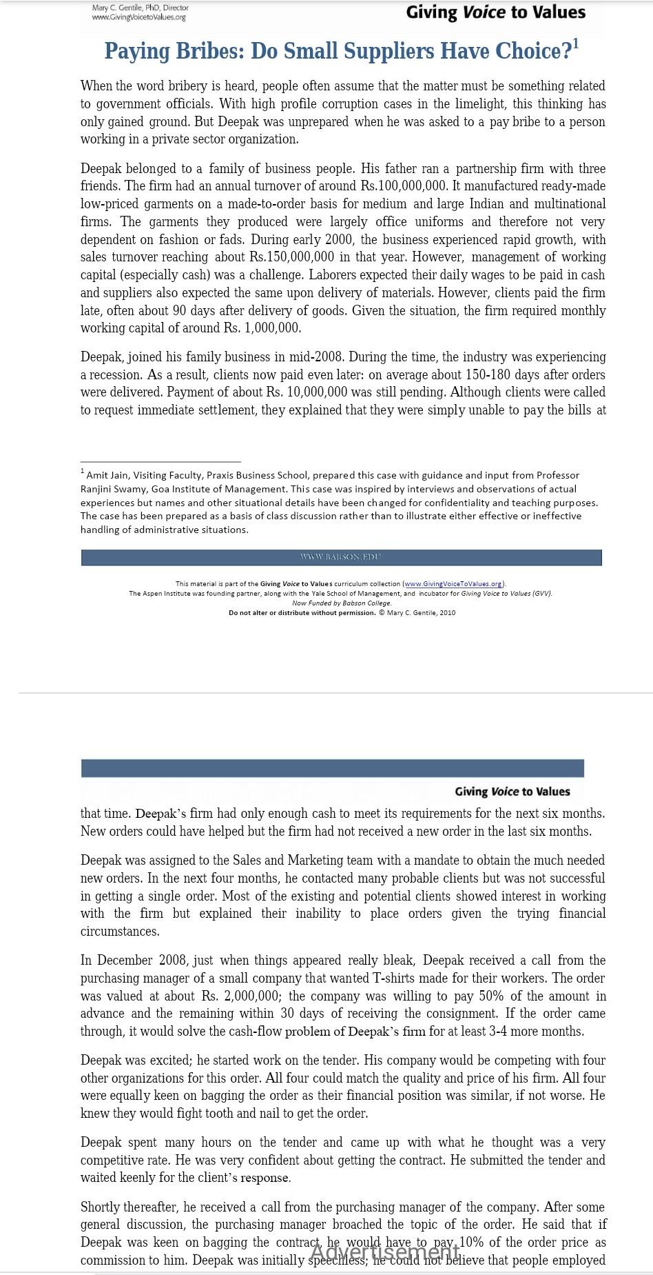 Apply the Framework for Ethical Decision Making