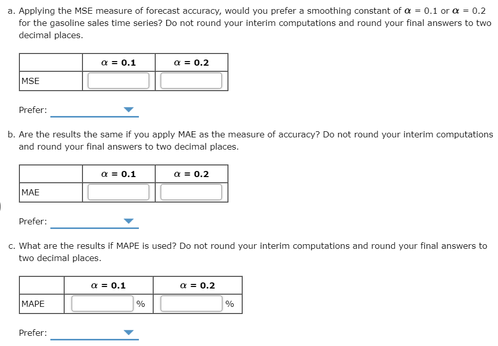 Problem 15-09 With the gasoline time series data