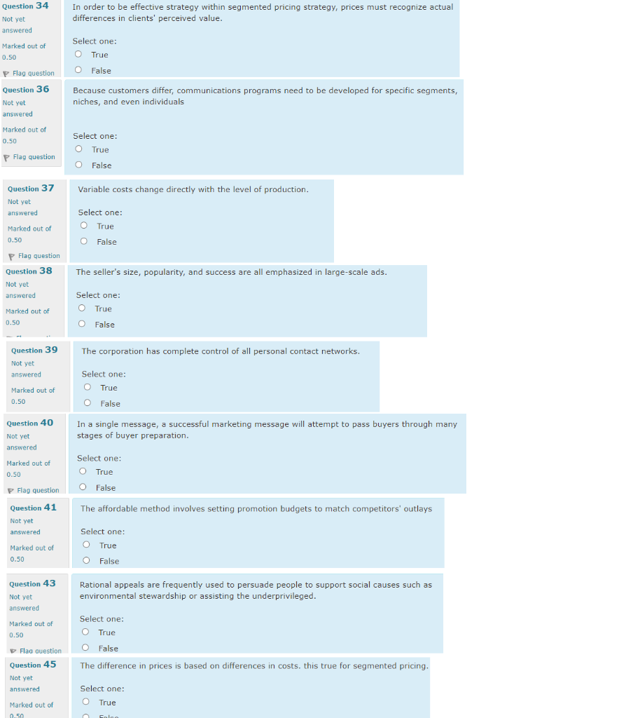 Question 34 In order to be effective strategy
