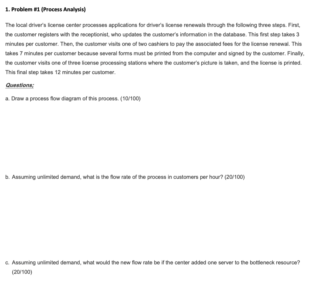 1. Problem #1 (Process Analysis) The local