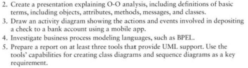 2. Create a presentation explaining O-O analysis,