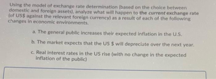 Using the model of exchange rate determination