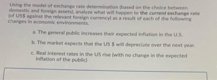 Using the model of exchange rate determination