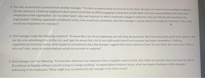 please answer 3. You also received this comment