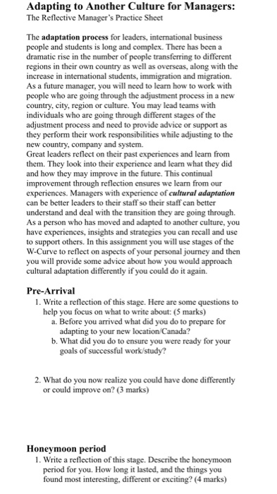 Adapting to Another Culture for Managers: The