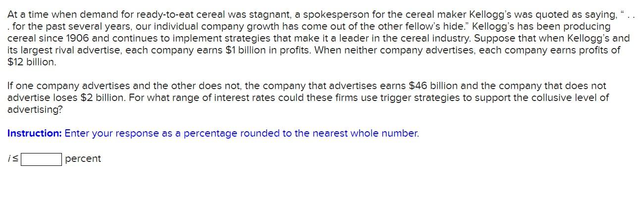 At a time when demand for ready-to-eat cereal was