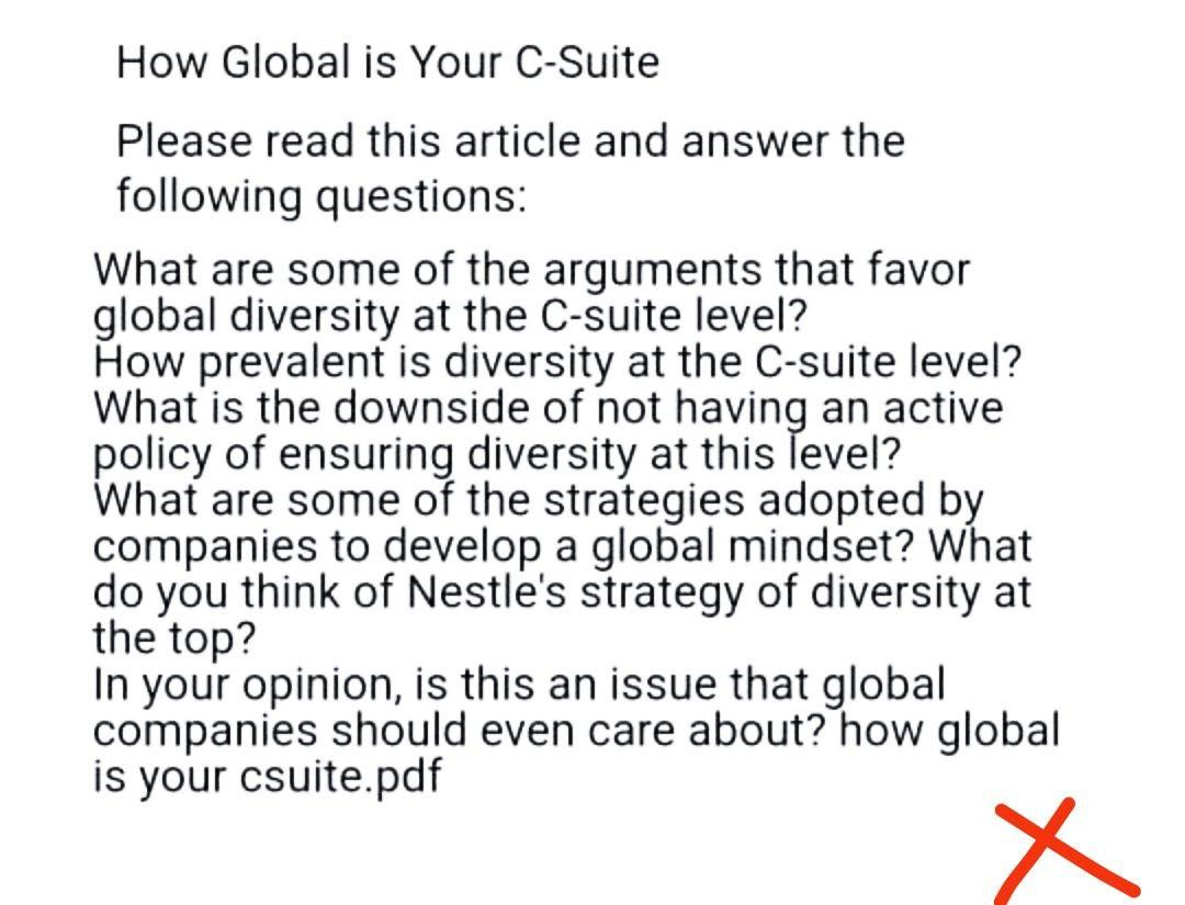 How Global is Your C-Suite Please read this