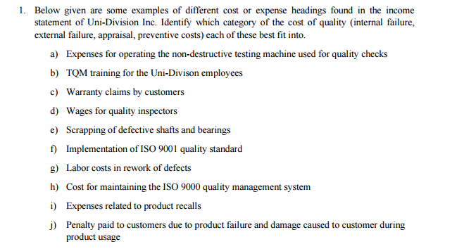 1. Below given are some examples of different