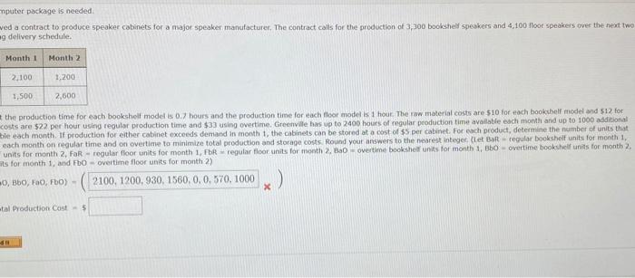 A linear programming computer package is needed