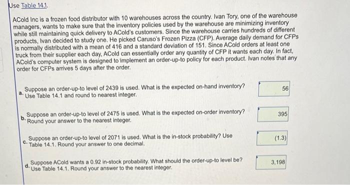 please help with this question ACold Inc is a