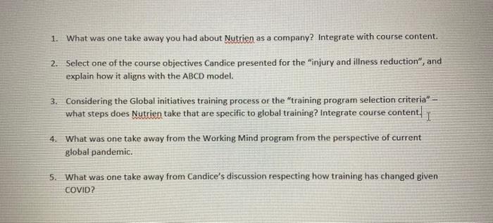 1. What was one take away you had about Nutrien