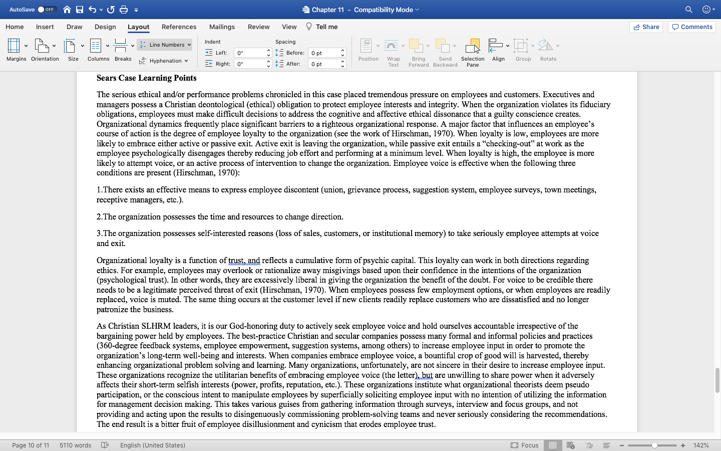 After reading chapter 11 you are to develop an