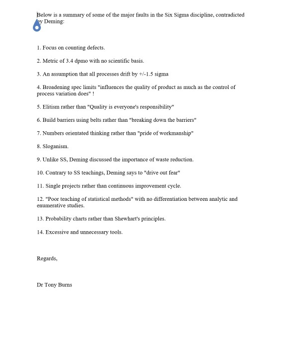 1. Write down Deming's 14 points in your own