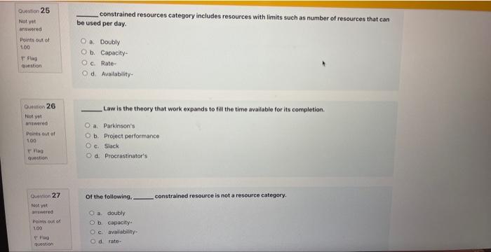 project management Question 25 constrained