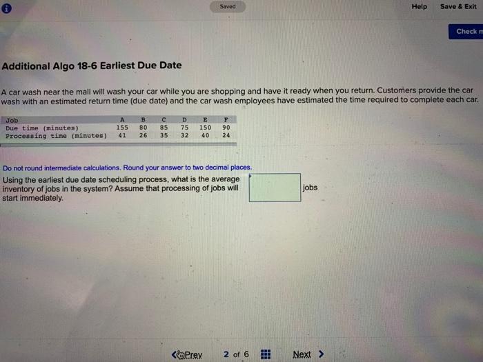 Saved Help Save & Exit Check Additional Algo 18-6