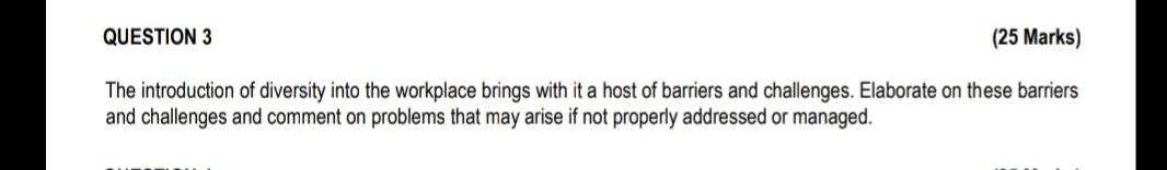 organization diversity q3 SECTION A [100 Marks]
