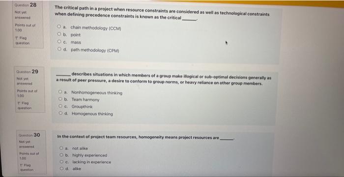 project management Question 25 constrained