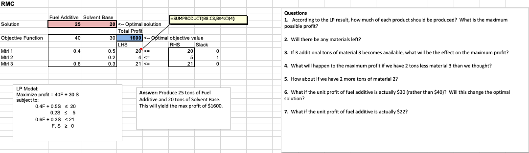 What is the answer to question 2 for example A in