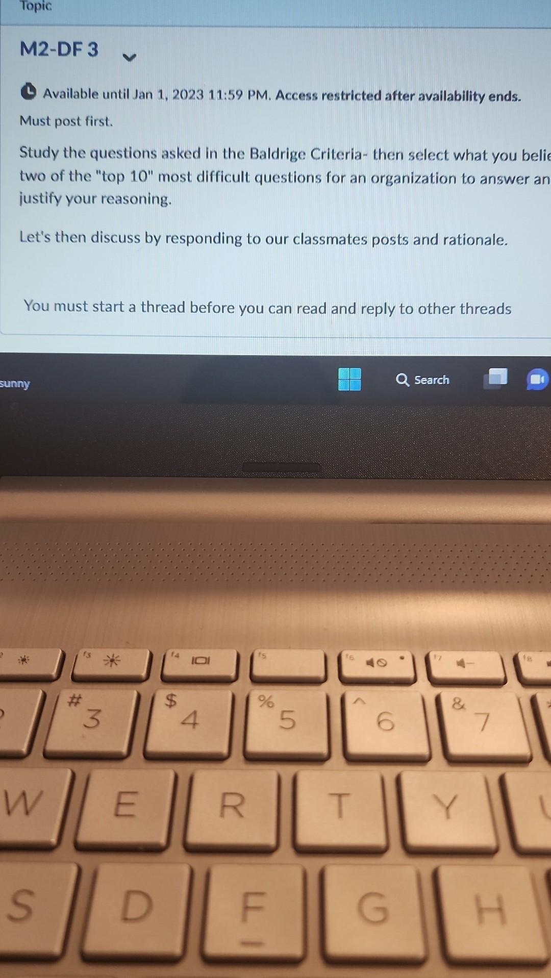 study the questions asked in the Baldrige