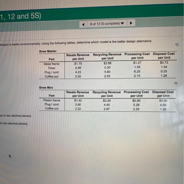 This Question: 1 pt The Brew House needs to