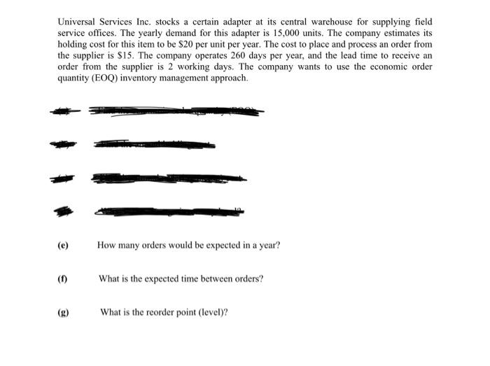 Universal Services Inc. stocks a certain adapter