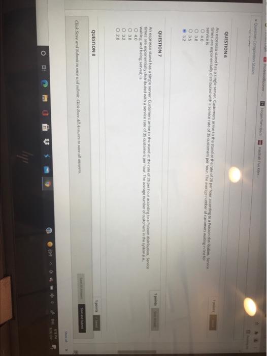 Question Completion sumus QUESTION 6 An espresso