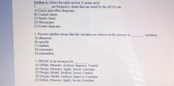 1 Section A: Select the right answer (1 point
