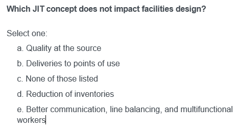 Which JIT concept does not impact facilities