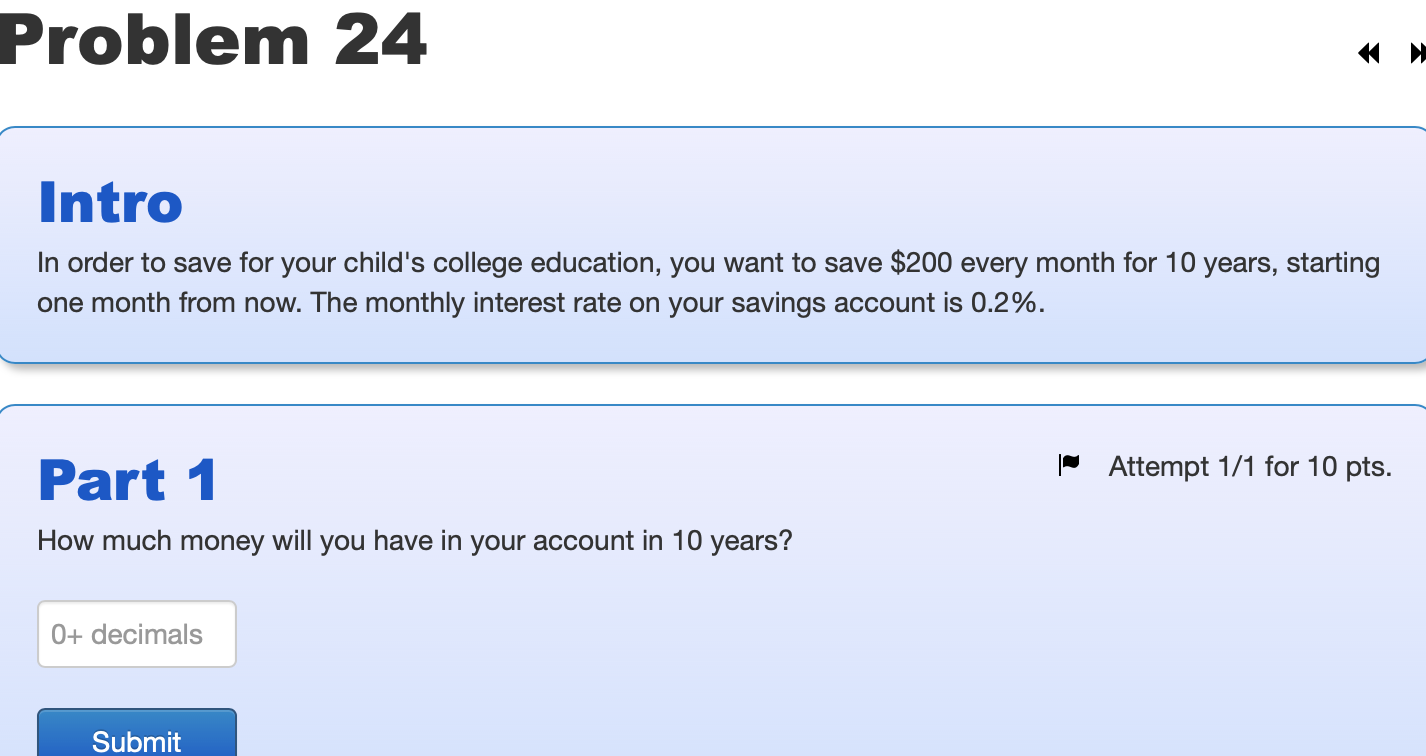 Problem 24 Intro In order to save for your