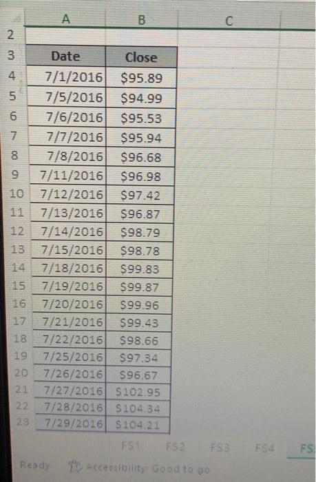 NEED HELP PLEASE Problem 5 . The closing prices