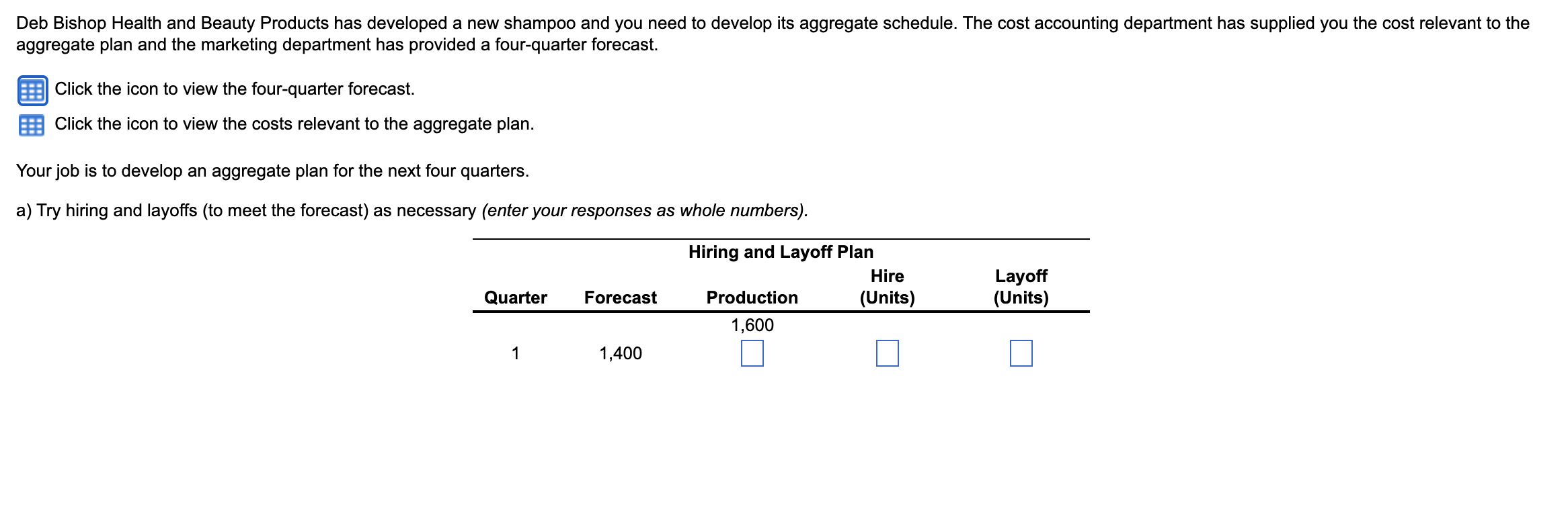 Please do quarters 1-4 \begin{tabular}{ll} \hline