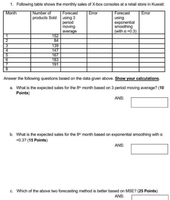 orperations management math calculations 1.