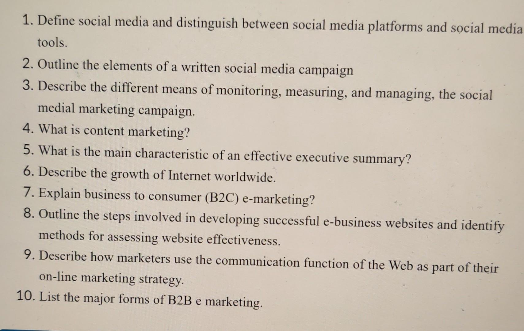 please answer only one out of this ten questions