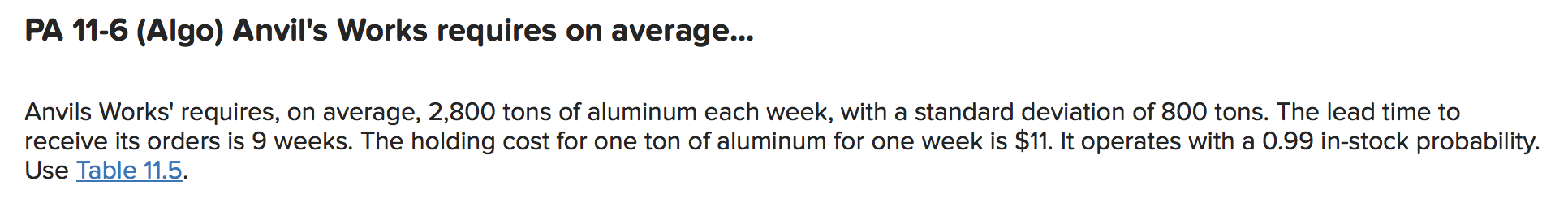 PA 11-6 (Algo) Anvil's Works requires on
