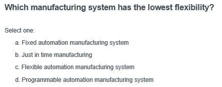 Which manufacturing system has the lowest