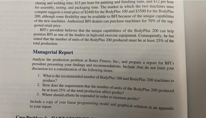 Case Problem 2 Case Problem 2 PRODUCTION STRATEGY