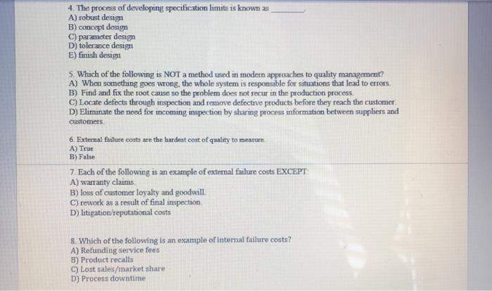 4. The process of developing specification limits