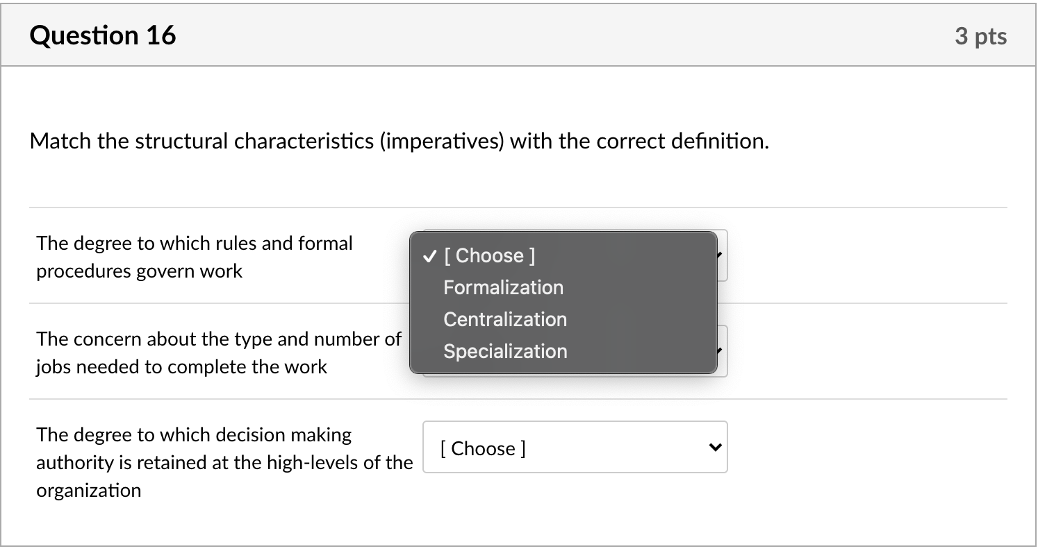 question 16 - 3 pts - Match the structural