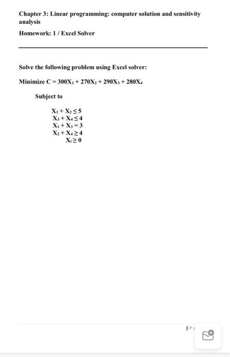 Chapter 3: Linear programming: computer solution