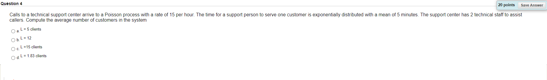 Question 4 20 points Save Answer Calls to a