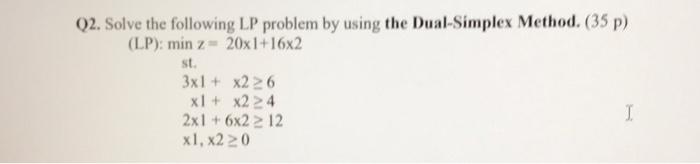 please ASAP!! Q2. Solve the following LP problem