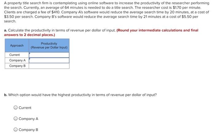 A property title search firm is contemplating