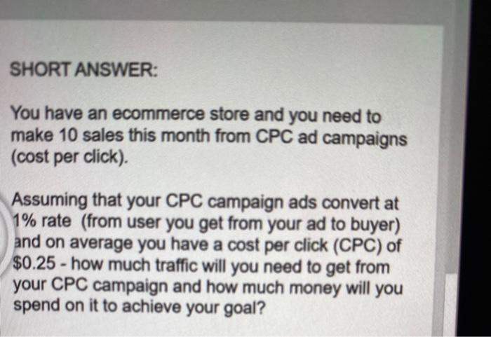 show calculations please. ty SHORT ANSWER: You