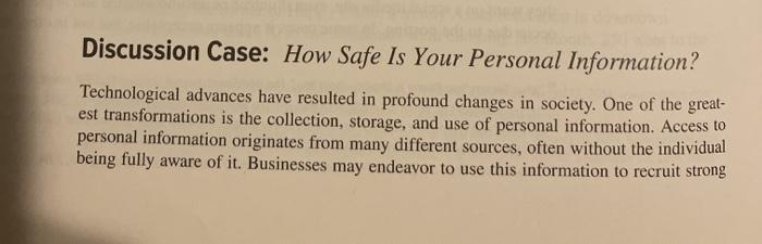 Discussion Case: How Safe Is Your Personal