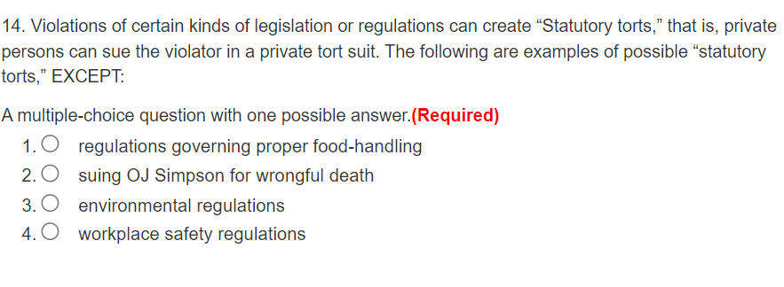 14. Violations of certain kinds of legislation or