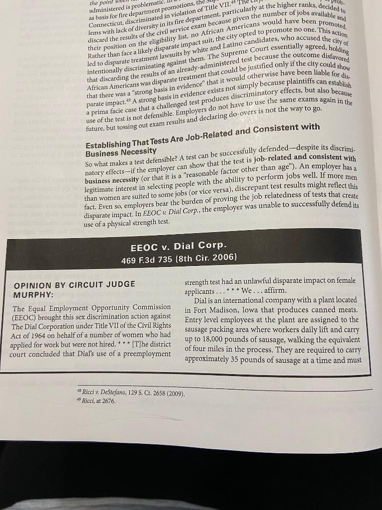 7. On Pages 216-218 is the case of EEOC v Dial